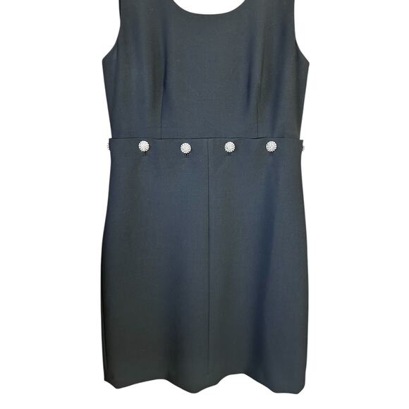 Tory Burch Women’s Black Fremont Midi Rhinestone Buttons Cocktail Dress Size 14 - Picture 4 of 16
